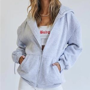 Princess Polly Grey Zip Up Sweatshirt